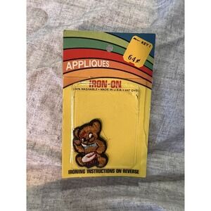 Vintage Iron On Applique Rainbow Novelty Co. Drumming Bear new old stock 80's